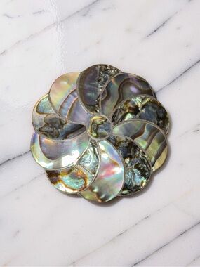 Taxco Sterling Silver Abalone Pinwheel Brooch Pendant
